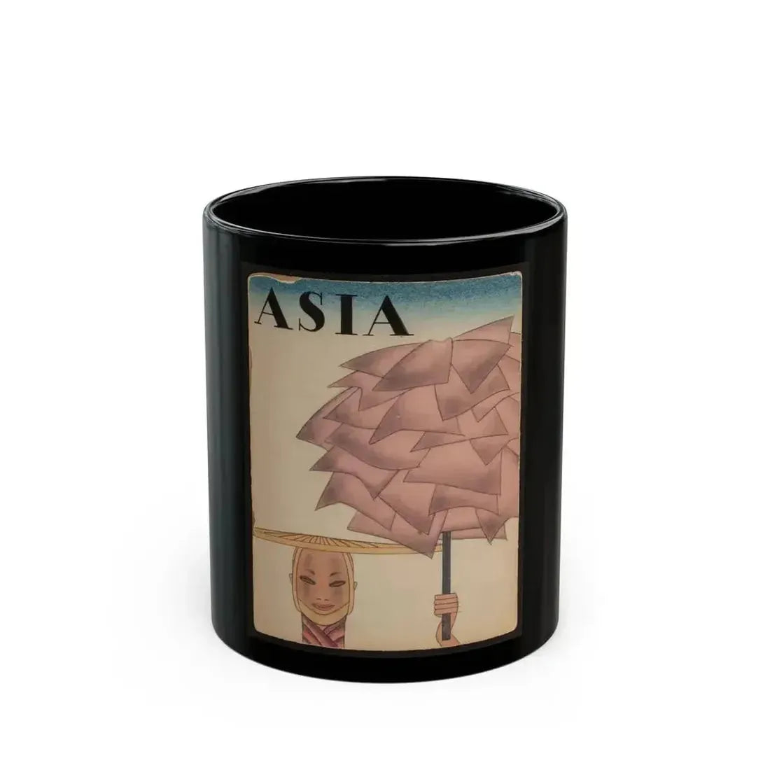 Asia, preliminary magazine cover, circa 1930s. - Black Coffee Mug 11oz - Go Mug Yourself