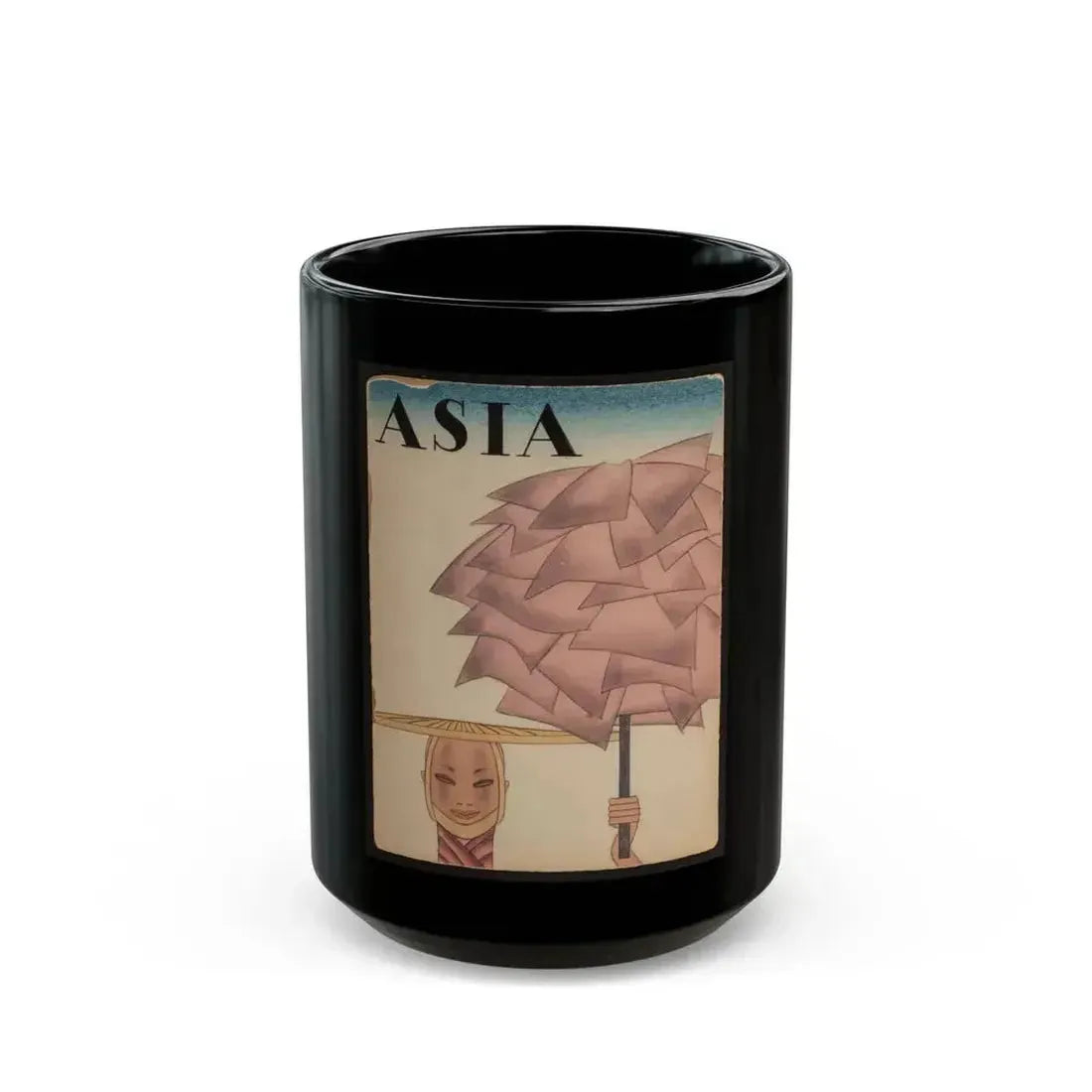 Asia, preliminary magazine cover, circa 1930s. - Black Coffee Mug 15oz - Go Mug Yourself