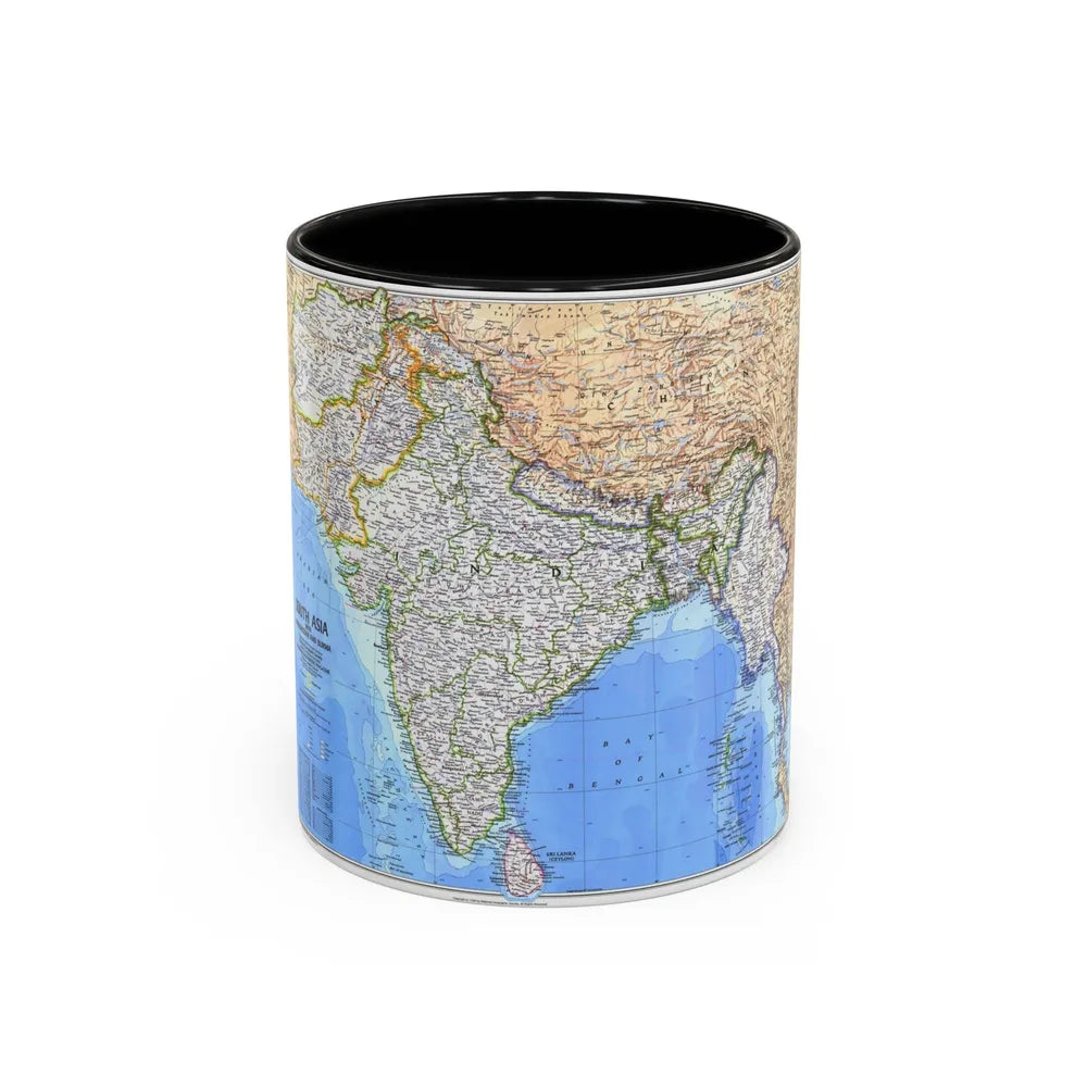 Asia - South (1984) (Map) Accent Coffee Mug-11oz-Black-Go Mug Yourself