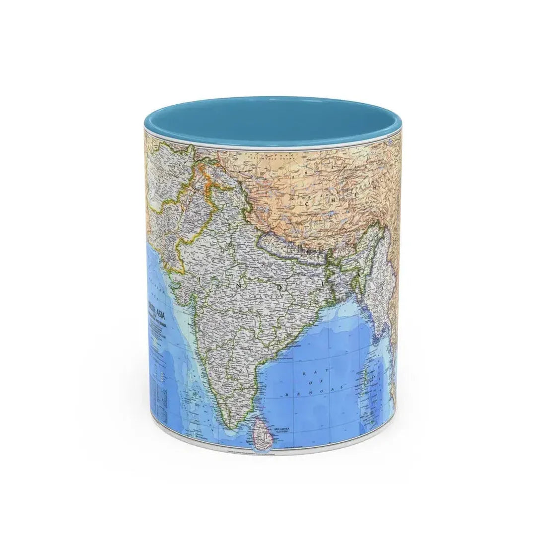 Asia - South (1984) (Map) Accent Coffee Mug 11oz Light Blue - Go Mug Yourself