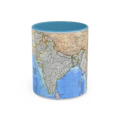 Asia - South (1984) (Map) Accent Coffee Mug 11oz Light Blue - Go Mug Yourself