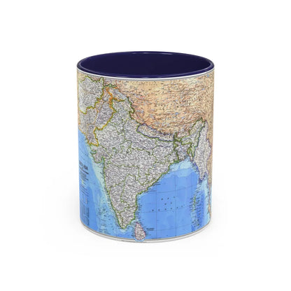 Asia - South (1984) (Map) Accent Coffee Mug-11oz-Navy-Go Mug Yourself