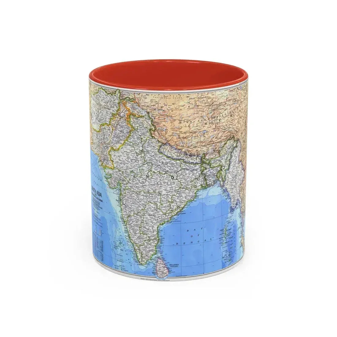 Asia - South (1984) (Map) Accent Coffee Mug 11oz Red - Go Mug Yourself