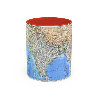 Asia - South (1984) (Map) Accent Coffee Mug 11oz Red - Go Mug Yourself