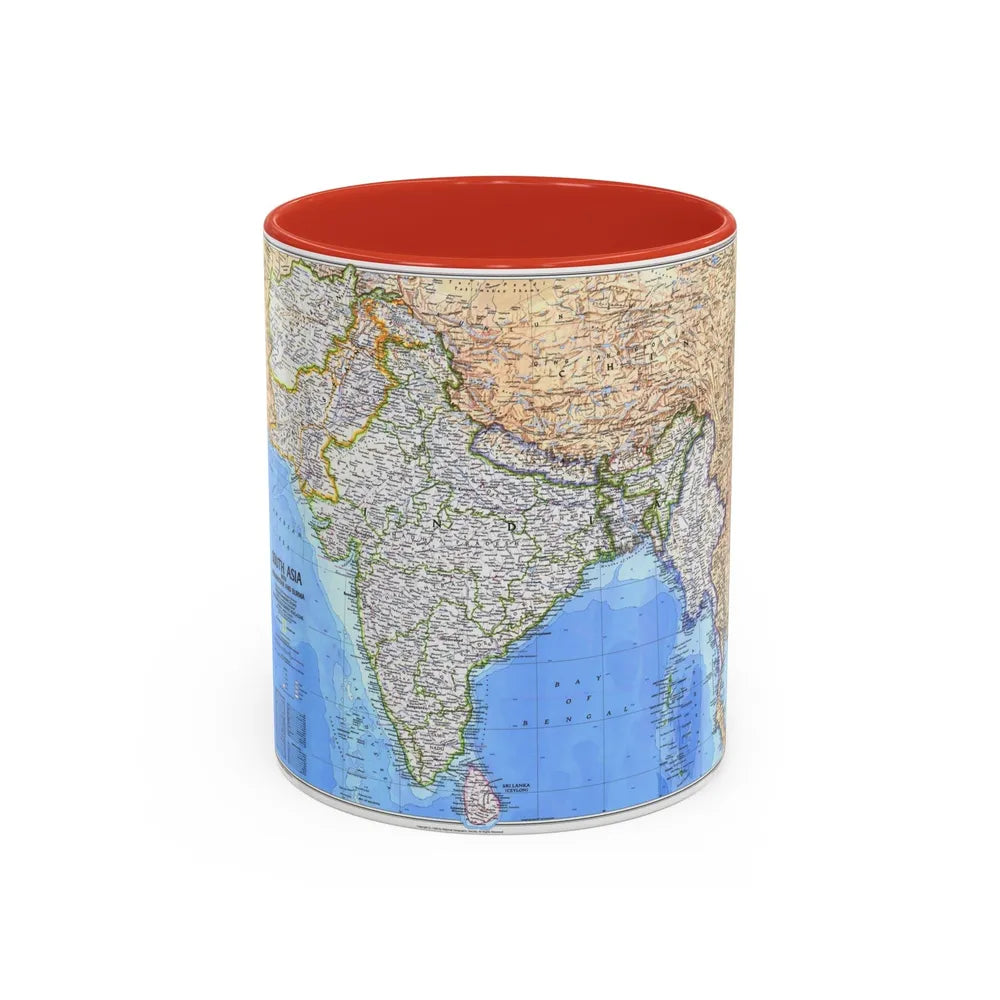 Asia - South (1984) (Map) Accent Coffee Mug-11oz-Red-Go Mug Yourself