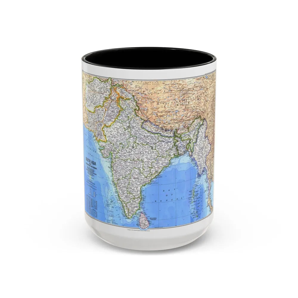 Asia - South (1984) (Map) Accent Coffee Mug-15oz-Black-Go Mug Yourself