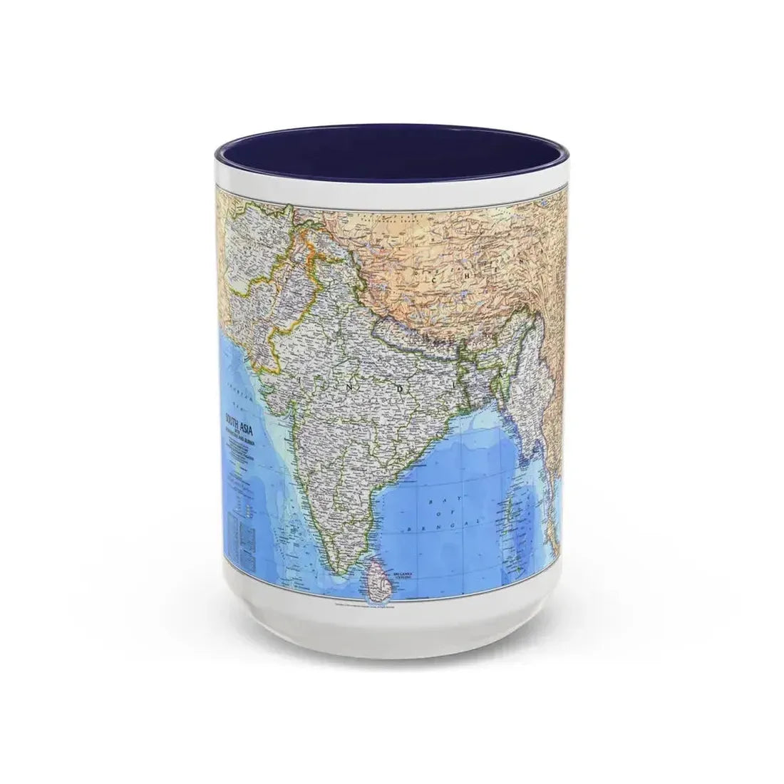 Asia - South (1984) (Map) Accent Coffee Mug 15oz Navy - Go Mug Yourself