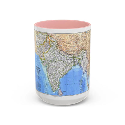 Asia - South (1984) (Map) Accent Coffee Mug-15oz-Pink-Go Mug Yourself