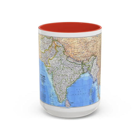 Asia - South (1984) (Map) Accent Coffee Mug-15oz-Red-Go Mug Yourself