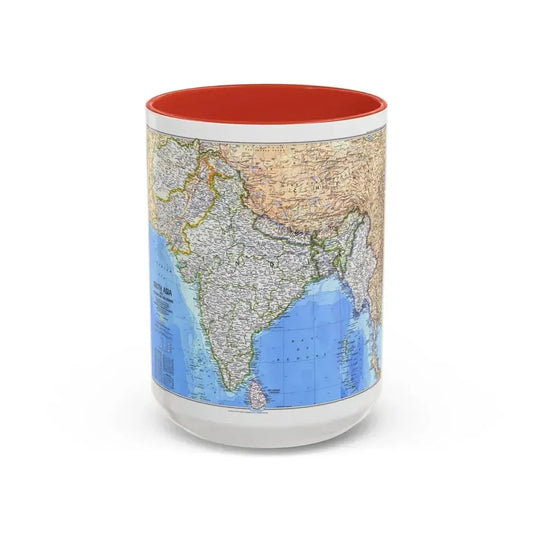 Asia - South (1984) (Map) Accent Coffee Mug 15oz Red - Go Mug Yourself