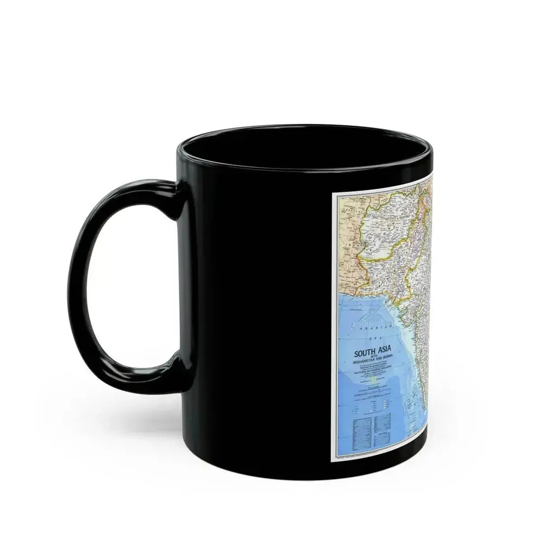 Asia - South (1984) (Map) Black Coffee Mug - Go Mug Yourself