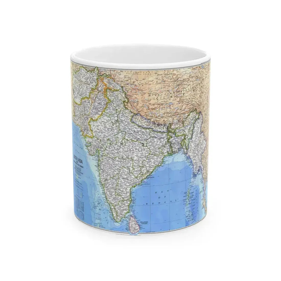 Asia - South (1984) (Map) White Coffee Mug 11oz - Go Mug Yourself