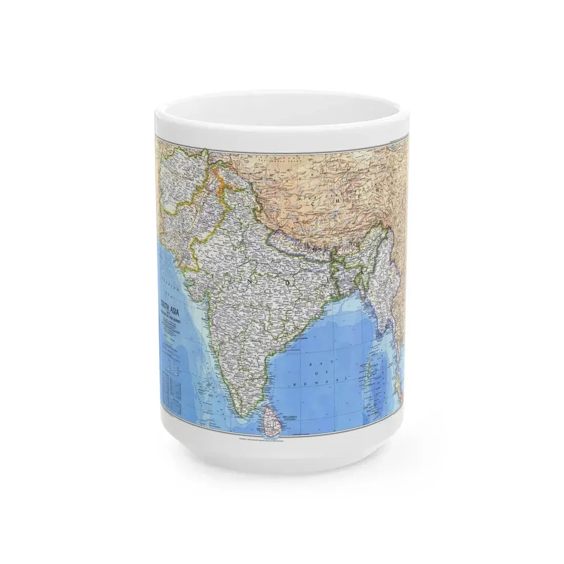 Asia - South (1984) (Map) White Coffee Mug - Go Mug Yourself