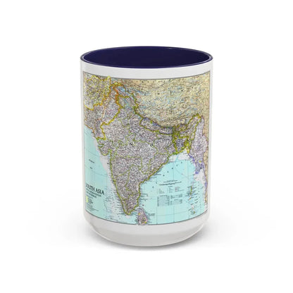 Asia - South with Afghanistan and Myanmar (1997) (Map) Accent Coffee Mug 15oz Navy - Go Mug Yourself