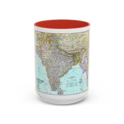 Asia - South with Afghanistan and Myanmar (1997) (Map) Accent Coffee Mug 15oz Red - Go Mug Yourself