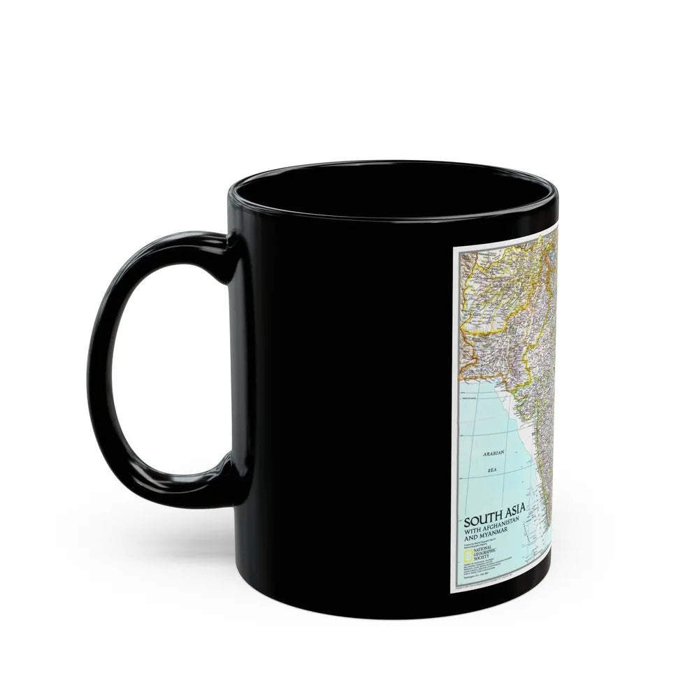 Asia - South with Afghanistan and Myanmar (1997) (Map) Black Coffee Mug-Go Mug Yourself