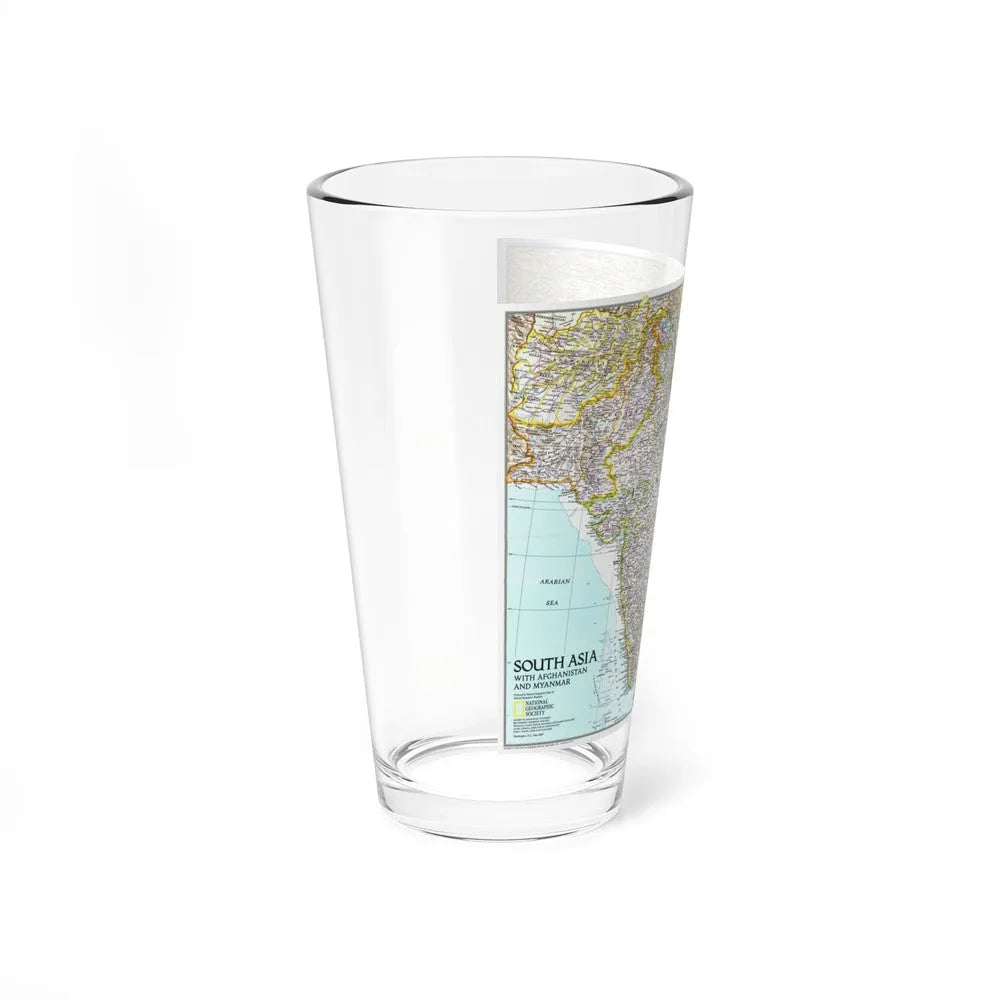 Asia - South with Afghanistan and Myanmar (1997) (Map) Pint Glass 16oz-Go Mug Yourself