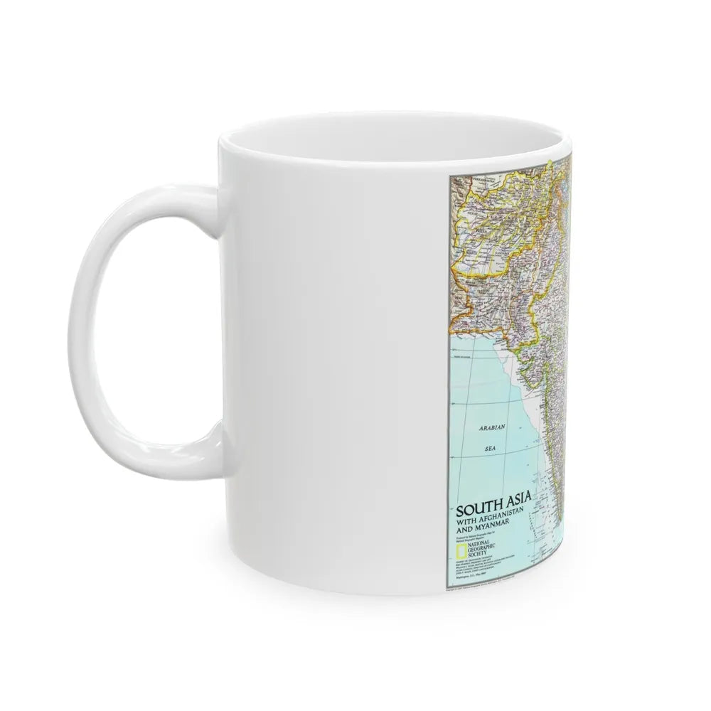 Asia - South with Afghanistan and Myanmar (1997) (Map) White Coffee Mug-Go Mug Yourself