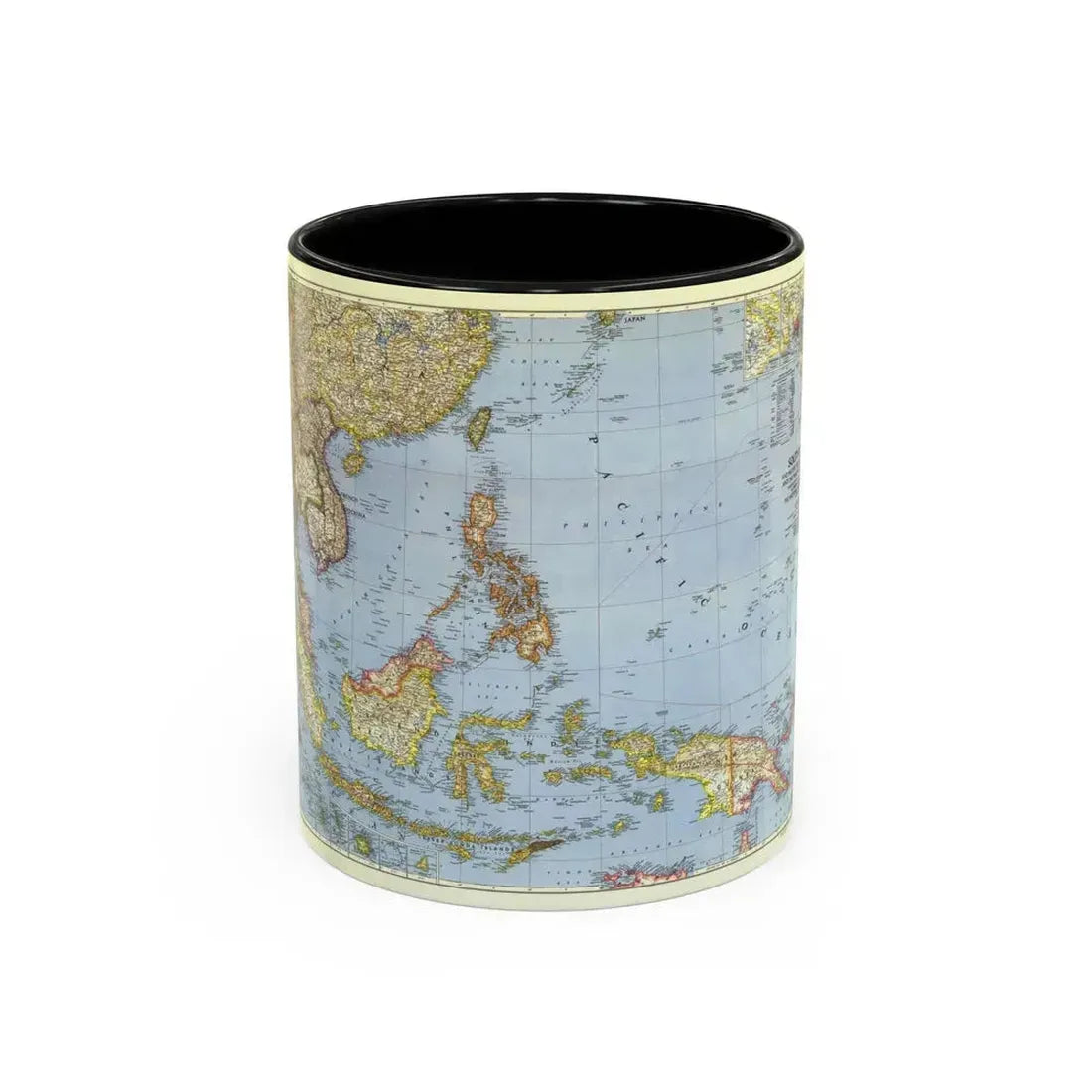 Asia - Southeast (1944) (Map) Accent Coffee Mug 11oz Black - Go Mug Yourself