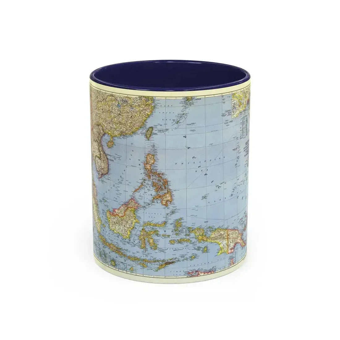 Asia - Southeast (1944) (Map) Accent Coffee Mug 11oz Navy - Go Mug Yourself