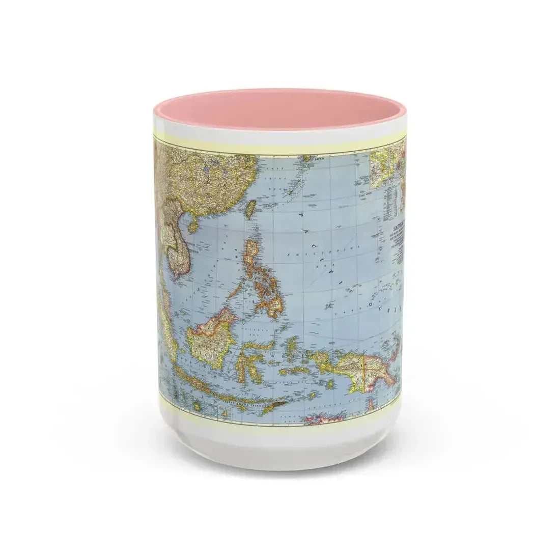 Asia - Southeast (1944) (Map) Accent Coffee Mug 15oz Pink - Go Mug Yourself
