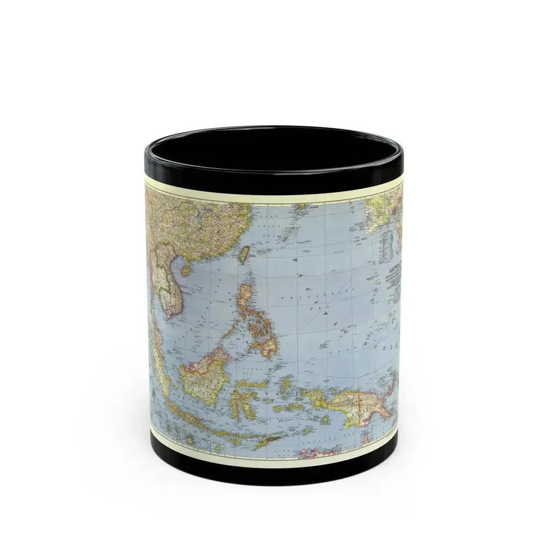 Asia - Southeast (1944) (Map) Black Coffee Mug 11oz - Go Mug Yourself