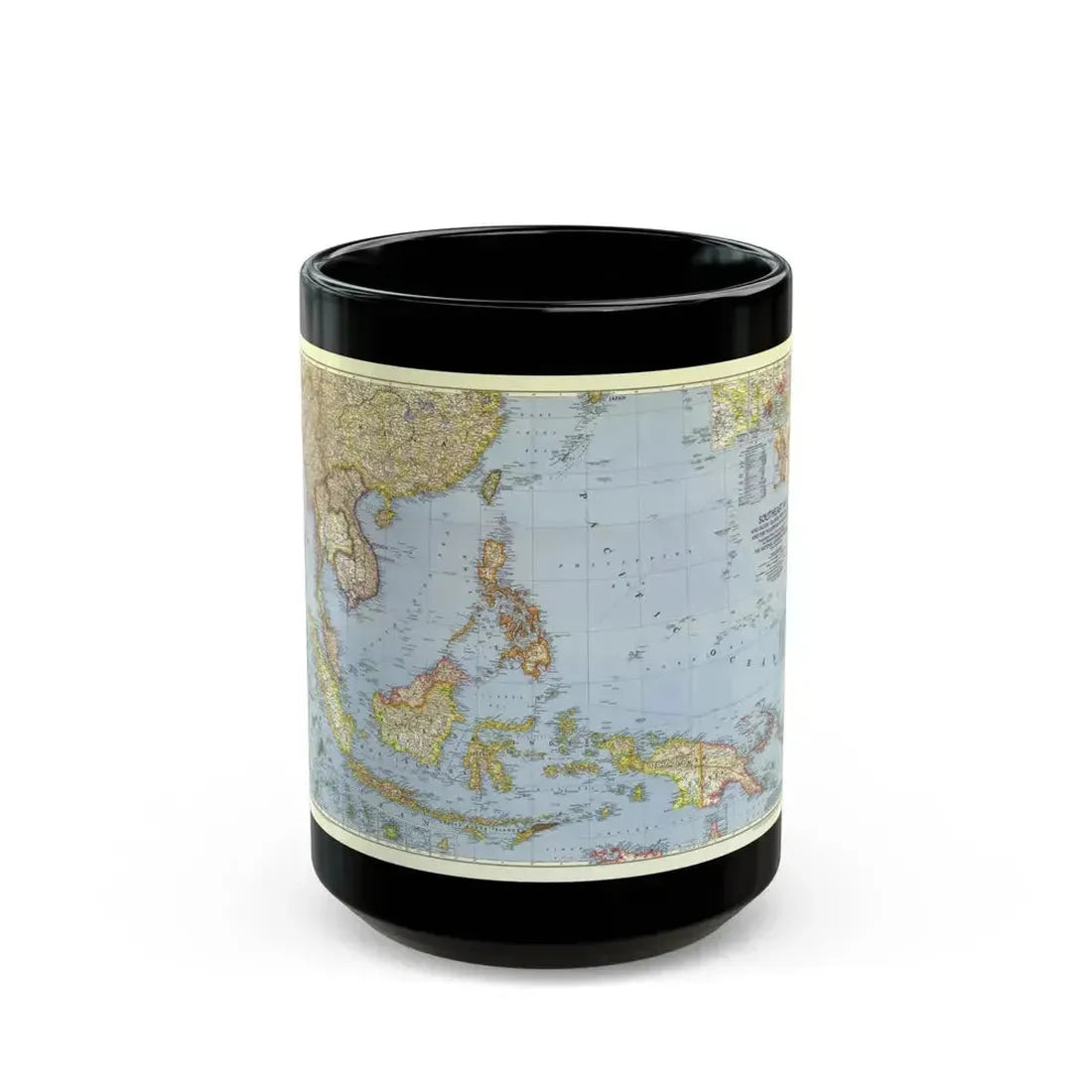 Asia - Southeast (1944) (Map) Black Coffee Mug 15oz - Go Mug Yourself