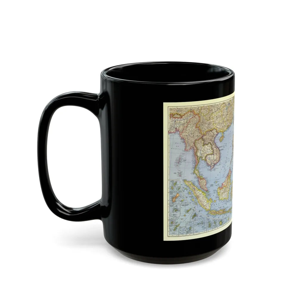 Asia - Southeast (1944) (Map) Black Coffee Mug-Go Mug Yourself