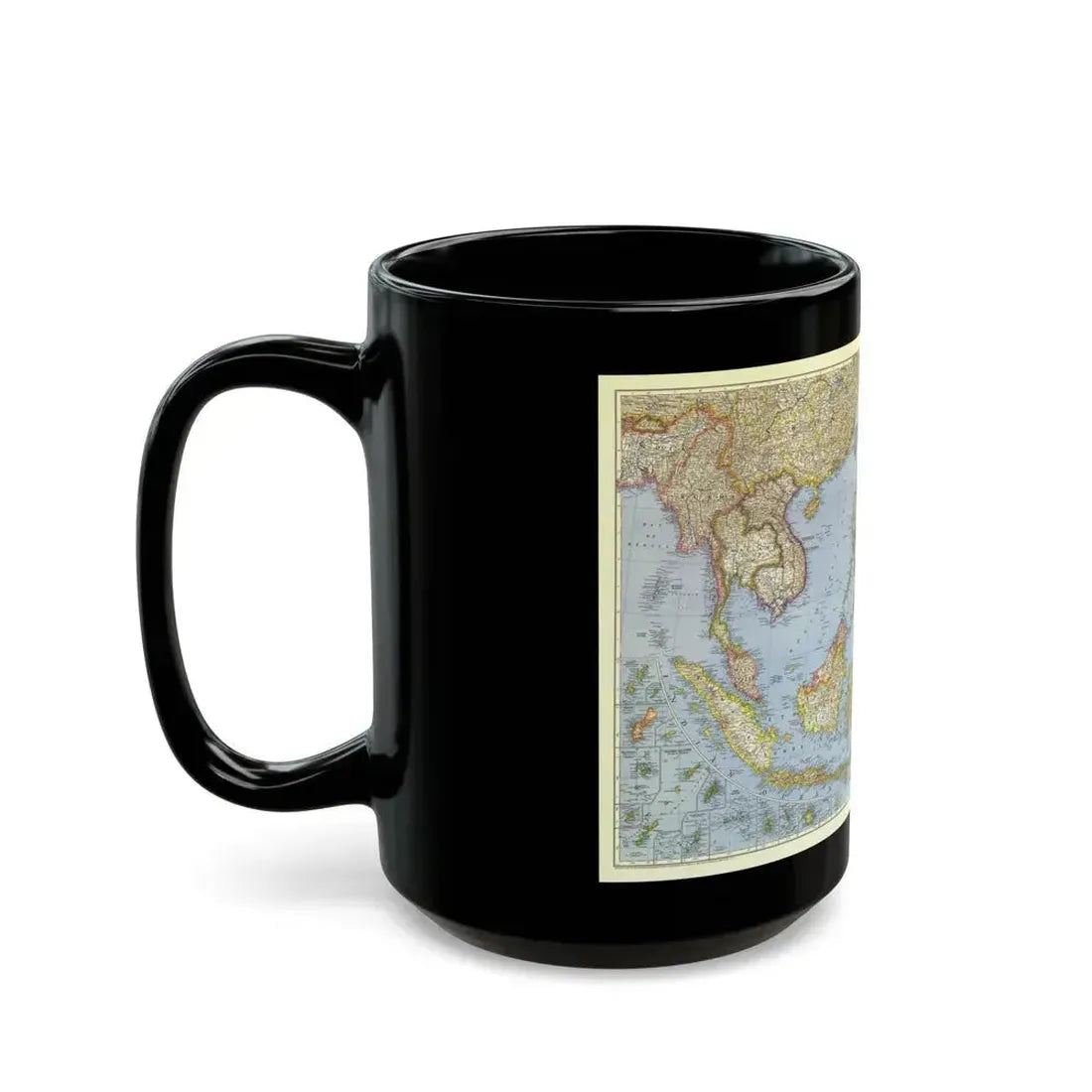 Asia - Southeast (1944) (Map) Black Coffee Mug - Go Mug Yourself