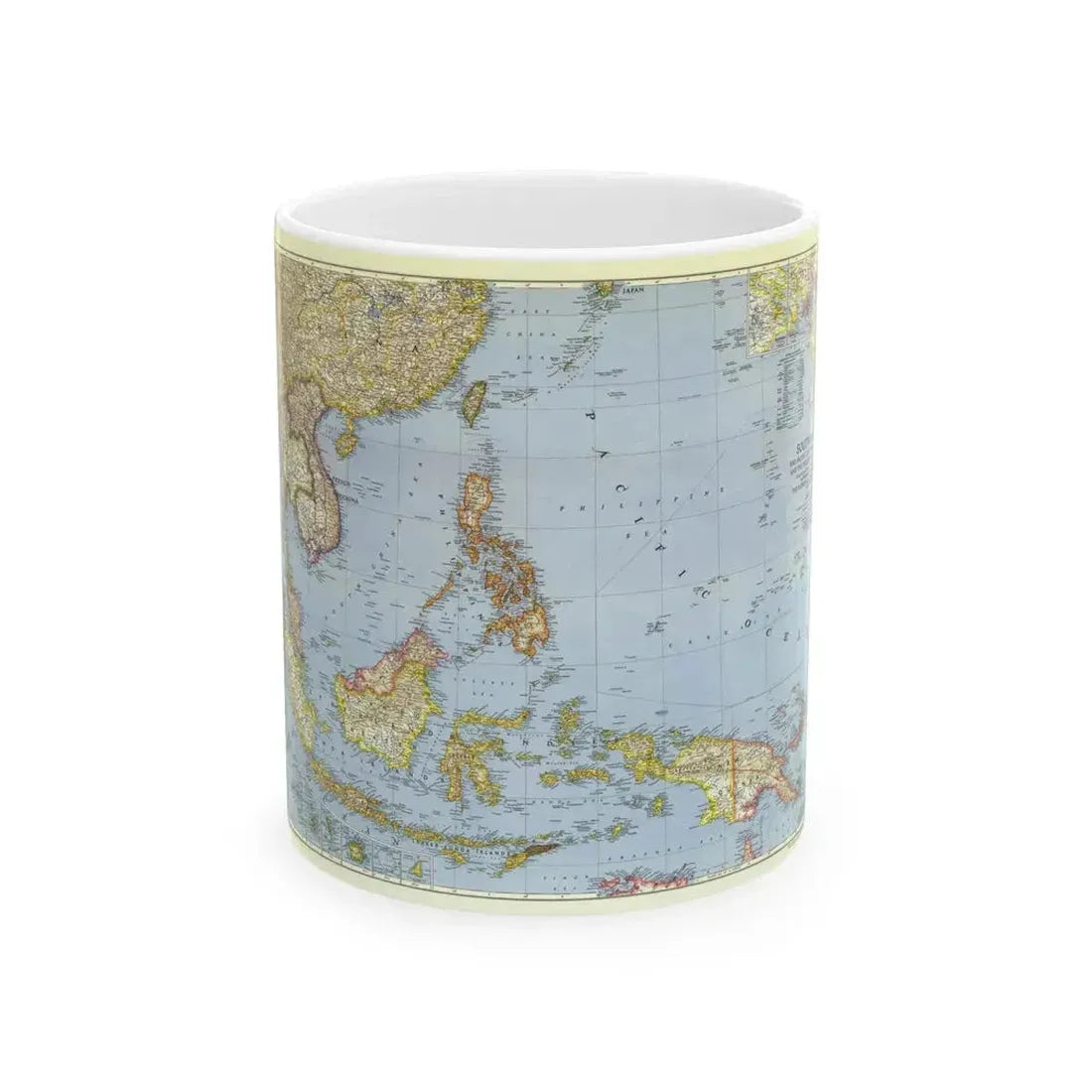Asia - Southeast (1944) (Map) White Coffee Mug 11oz - Go Mug Yourself