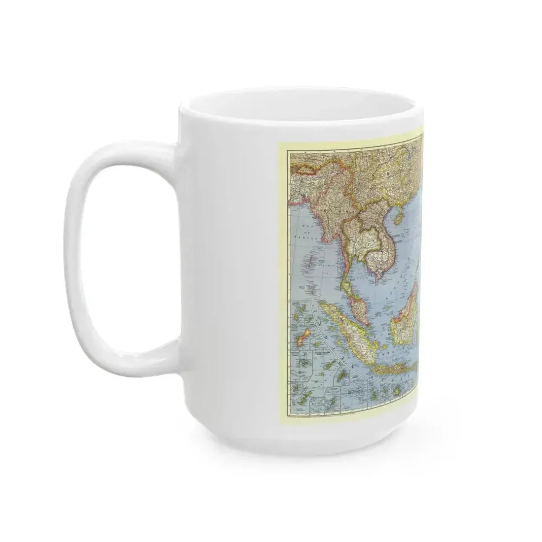 Asia - Southeast (1944) (Map) White Coffee Mug - Go Mug Yourself