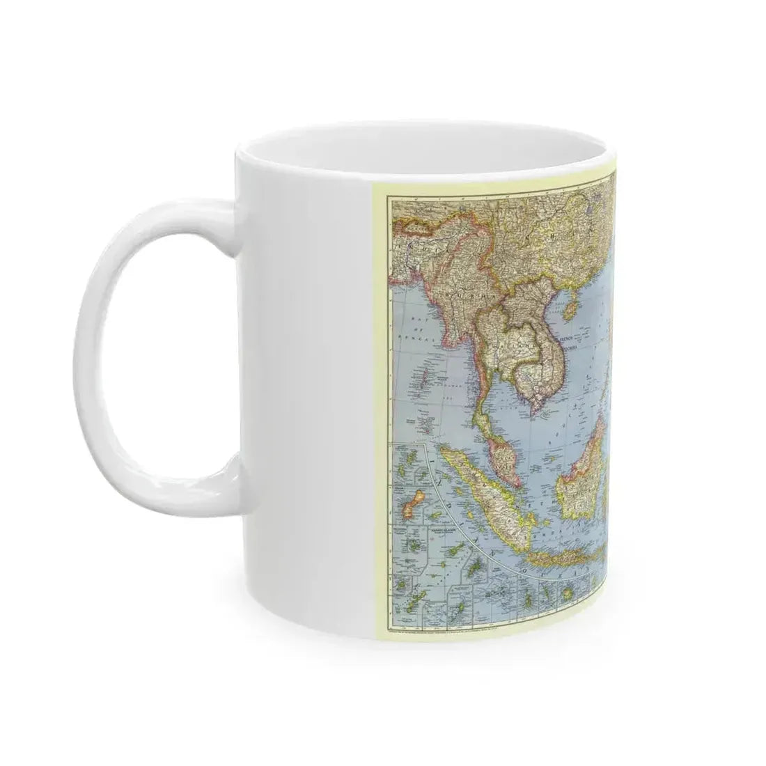 Asia - Southeast (1944) (Map) White Coffee Mug - Go Mug Yourself