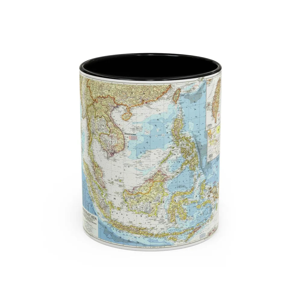 Asia - Southeast (1955) (Map) Accent Coffee Mug-11oz-Black-Go Mug Yourself