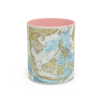 Asia - Southeast (1955) (Map) Accent Coffee Mug-11oz-Pink-Go Mug Yourself