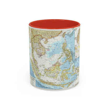 Asia - Southeast (1955) (Map) Accent Coffee Mug-11oz-Red-Go Mug Yourself