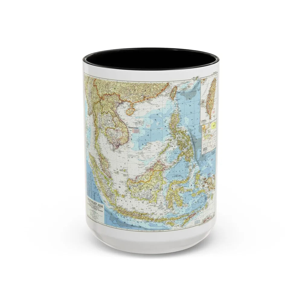 Asia - Southeast (1955) (Map) Accent Coffee Mug-15oz-Black-Go Mug Yourself