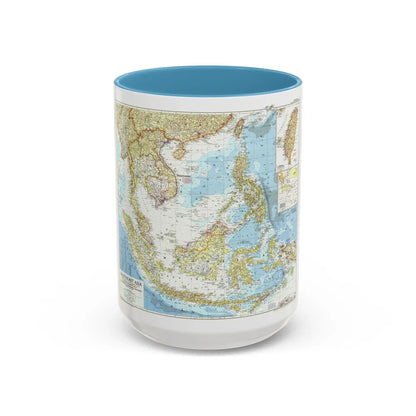 Asia - Southeast (1955) (Map) Accent Coffee Mug-15oz-Light Blue-Go Mug Yourself