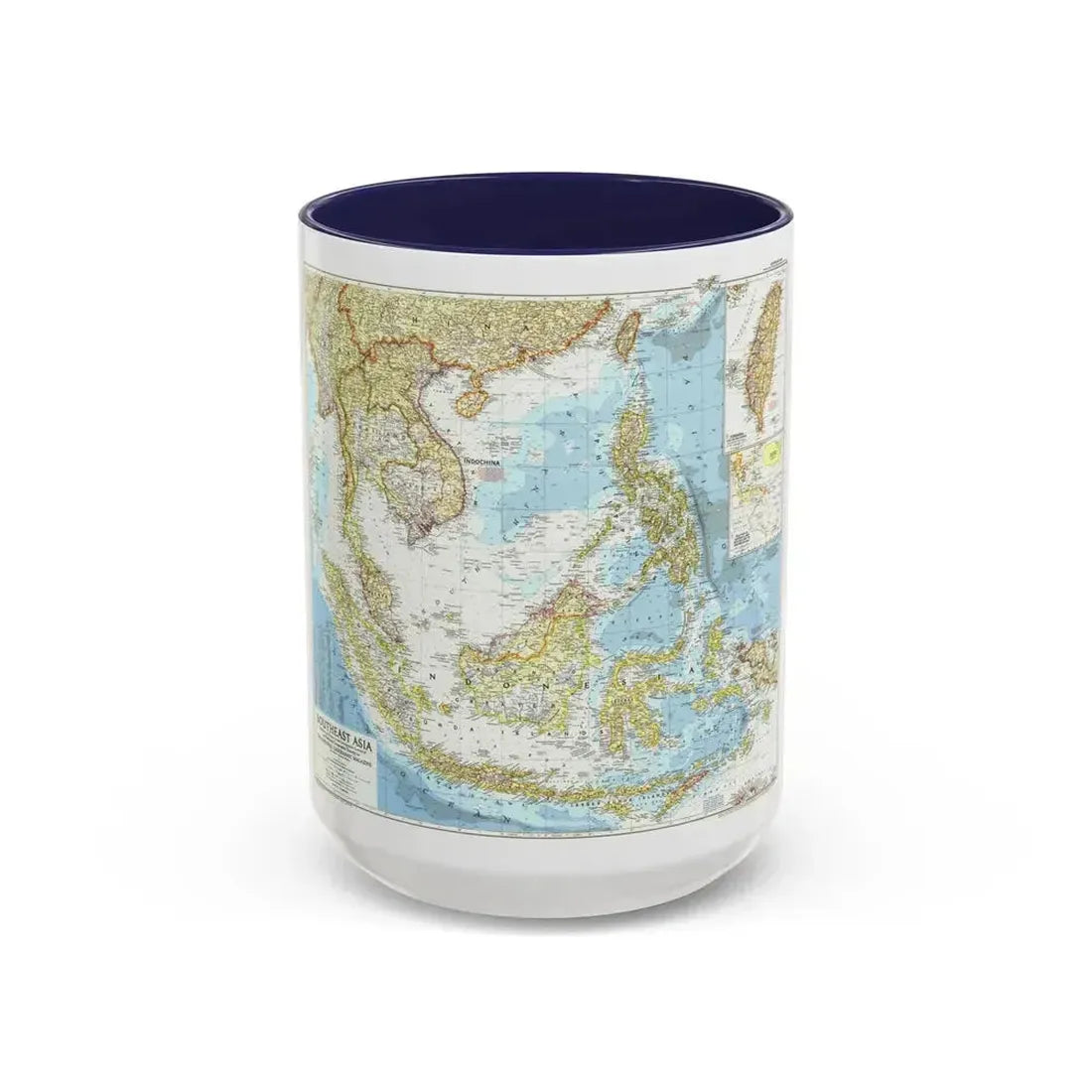 Asia - Southeast (1955) (Map) Accent Coffee Mug 15oz Navy - Go Mug Yourself