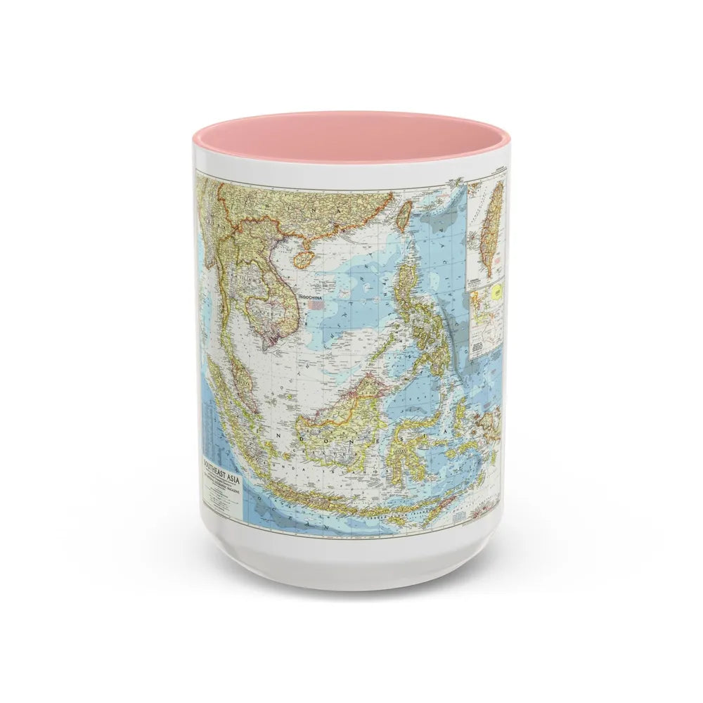 Asia - Southeast (1955) (Map) Accent Coffee Mug-15oz-Pink-Go Mug Yourself