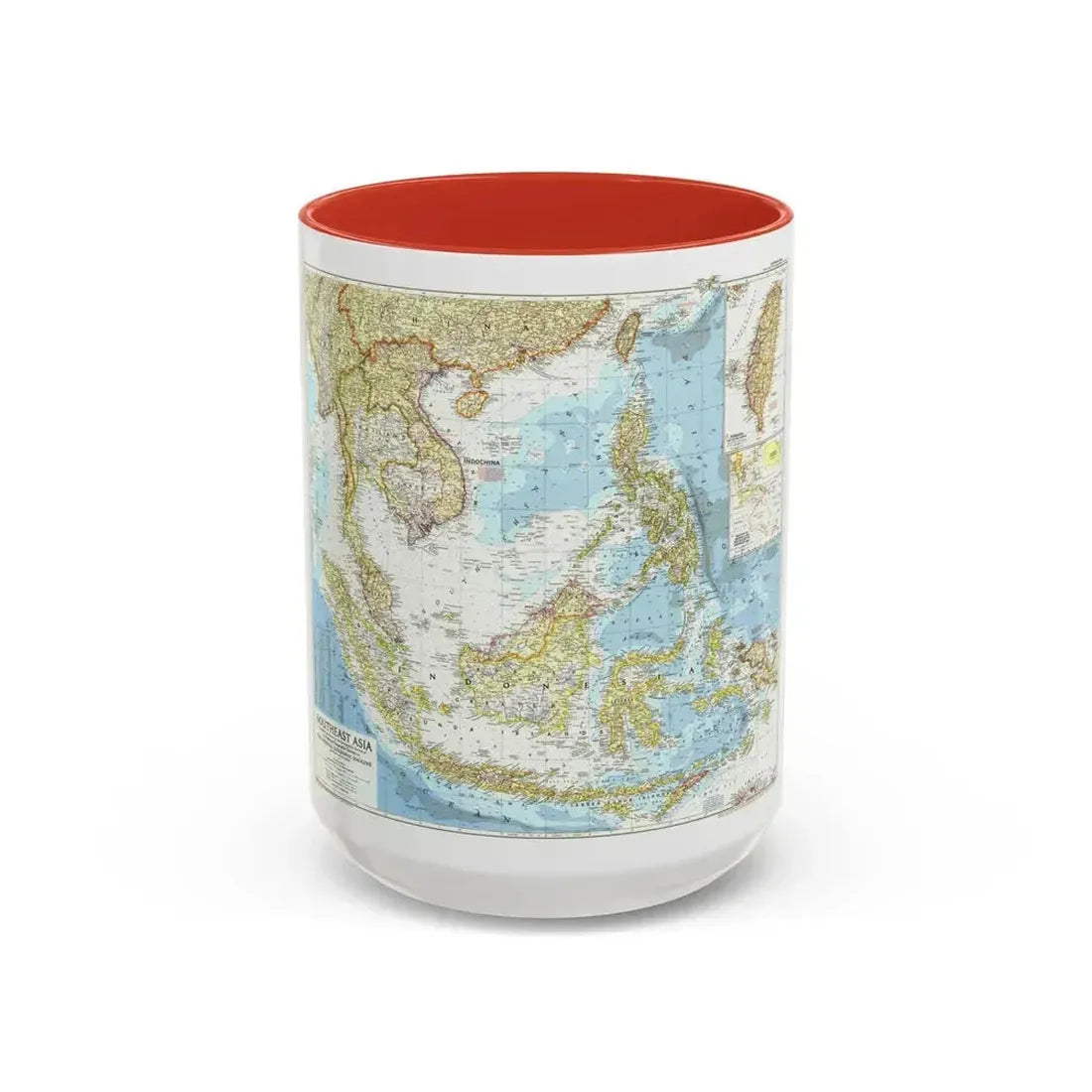 Asia - Southeast (1955) (Map) Accent Coffee Mug 15oz Red - Go Mug Yourself