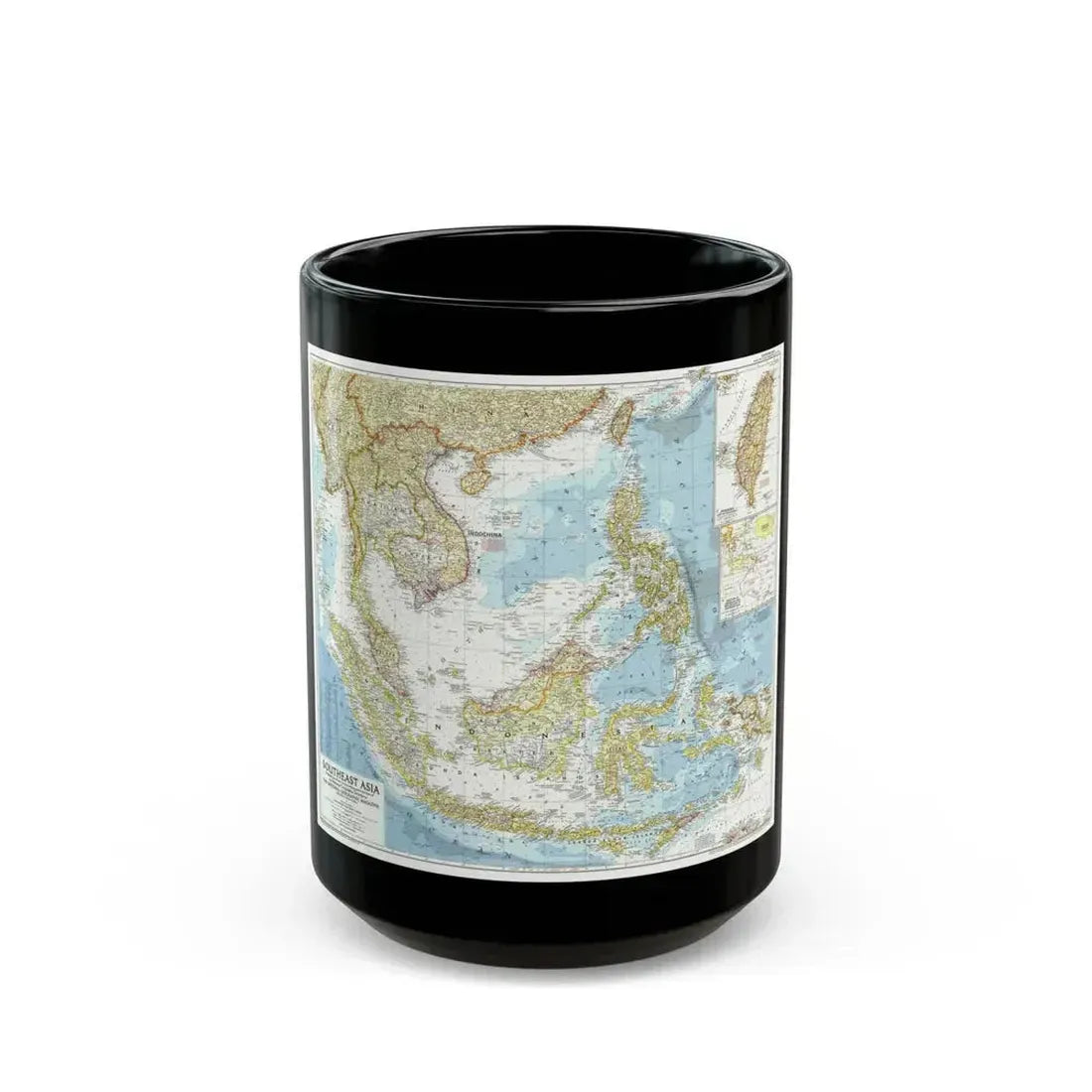 Asia - Southeast (1955) (Map) Black Coffee Mug 15oz - Go Mug Yourself