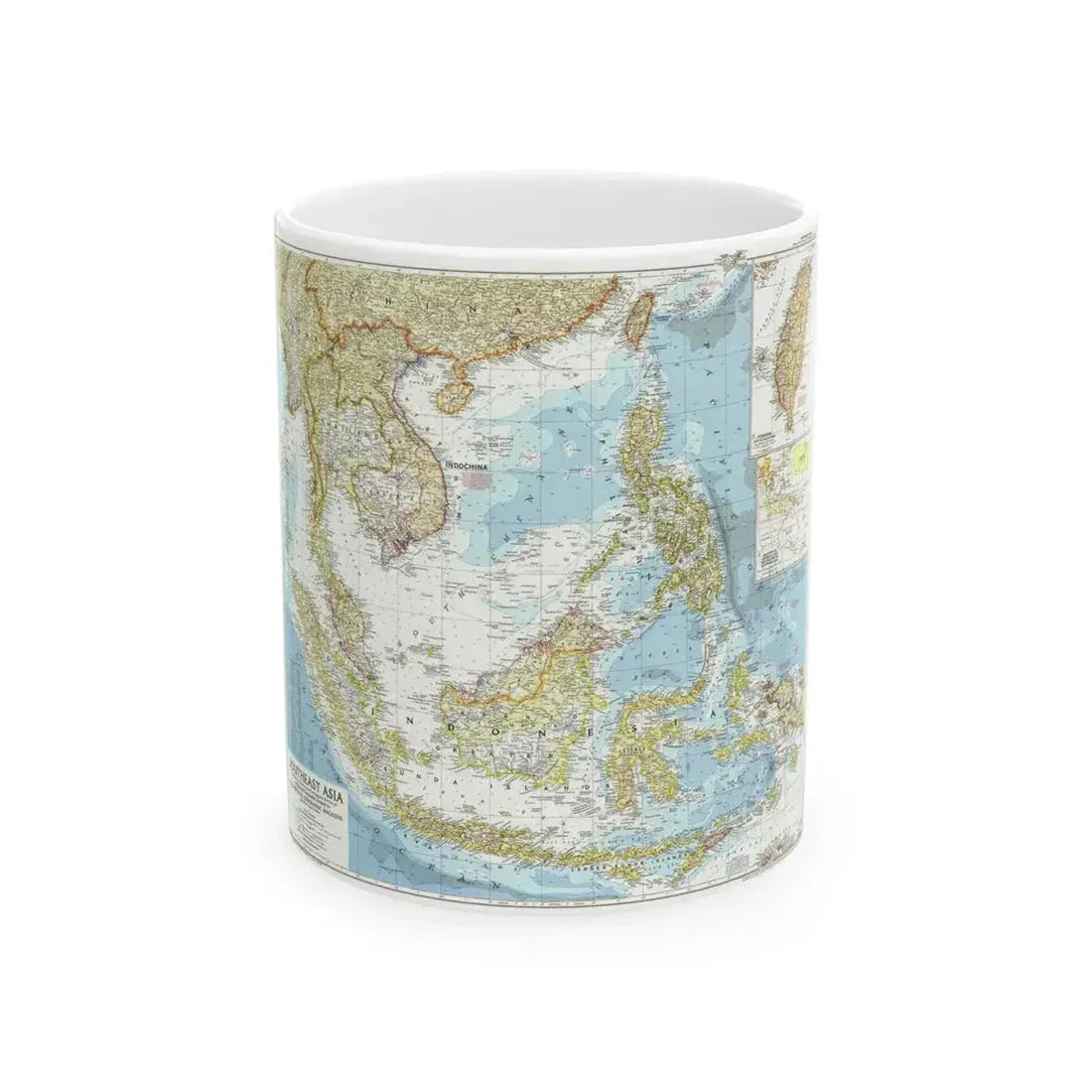 Asia - Southeast (1955) (Map) White Coffee Mug 11oz - Go Mug Yourself