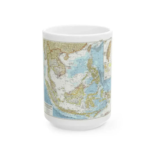 Asia - Southeast (1955) (Map) White Coffee Mug 15oz - Go Mug Yourself