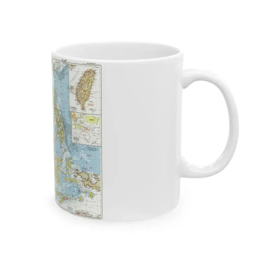 Asia - Southeast (1955) (Map) White Coffee Mug - Go Mug Yourself