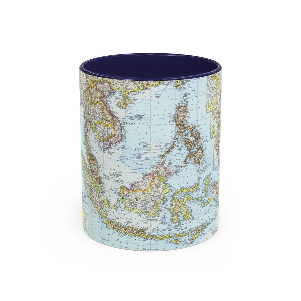 Asia - Southeast (1961) (Map) Accent Coffee Mug-11oz-Navy-Go Mug Yourself