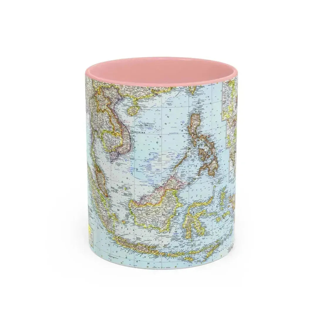 Asia - Southeast (1961) (Map) Accent Coffee Mug 11oz Pink - Go Mug Yourself