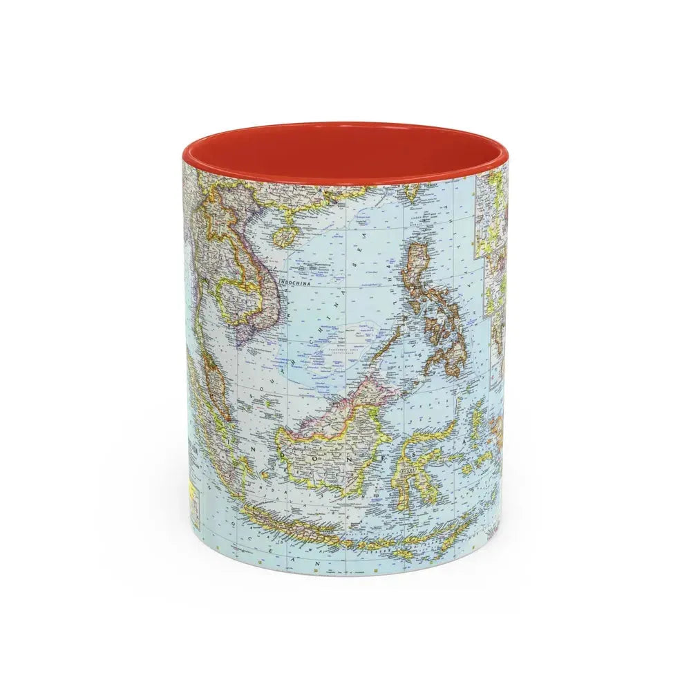 Asia - Southeast (1961) (Map) Accent Coffee Mug 11oz Red - Go Mug Yourself