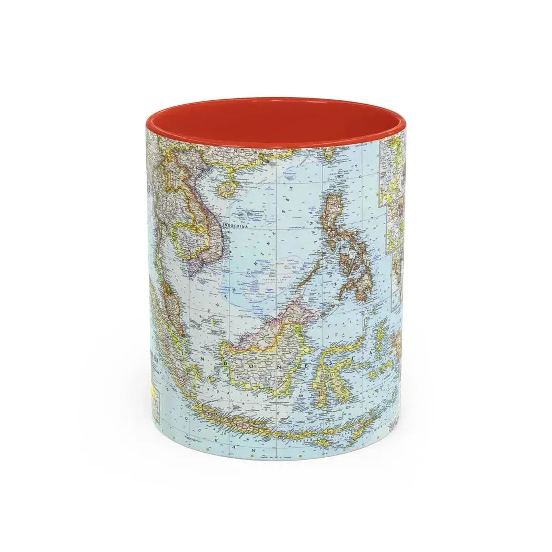 Asia - Southeast (1961) (Map) Accent Coffee Mug 11oz Red - Go Mug Yourself