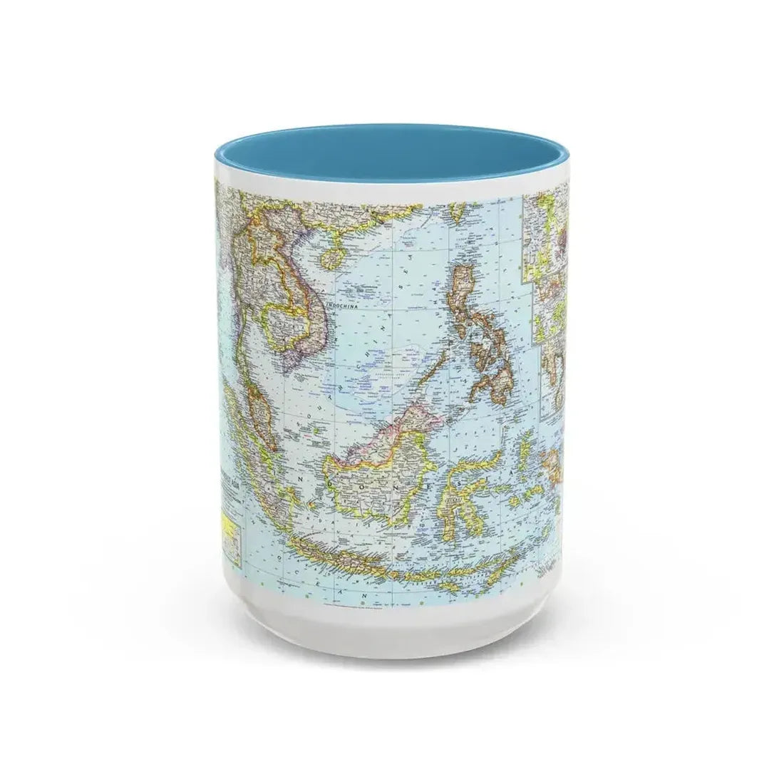 Asia - Southeast (1961) (Map) Accent Coffee Mug 15oz Light Blue - Go Mug Yourself