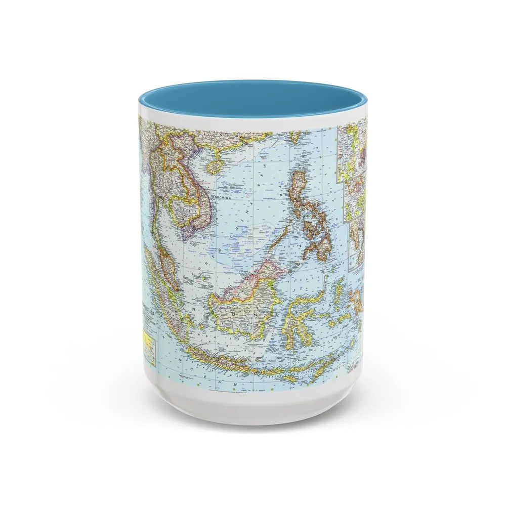 Asia - Southeast (1961) (Map) Accent Coffee Mug-15oz-Light Blue-Go Mug Yourself